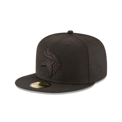Minnesota Vikings Gorra | New Era NFL Black On Black 59fifty Fitted Cap Mexico - Negros